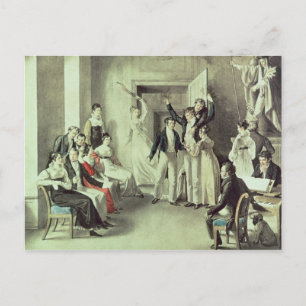 The family of Franz Peter Schubert playing games Postcard