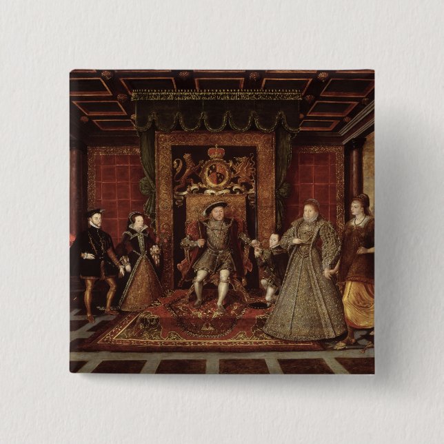 The Family of Henry VIII: 2 Inch Square Button (Front)