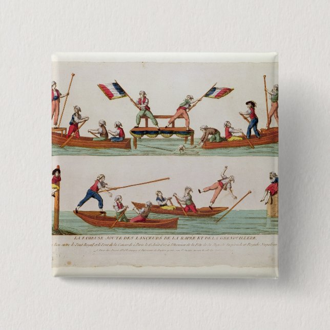The Famous Joust between the Lancers 2 Inch Square Button (Front)
