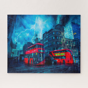 The Famous Red London Buses. Jigsaw Puzzle