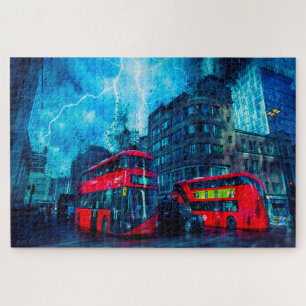 The Famous Red London Buses. Jigsaw Puzzle