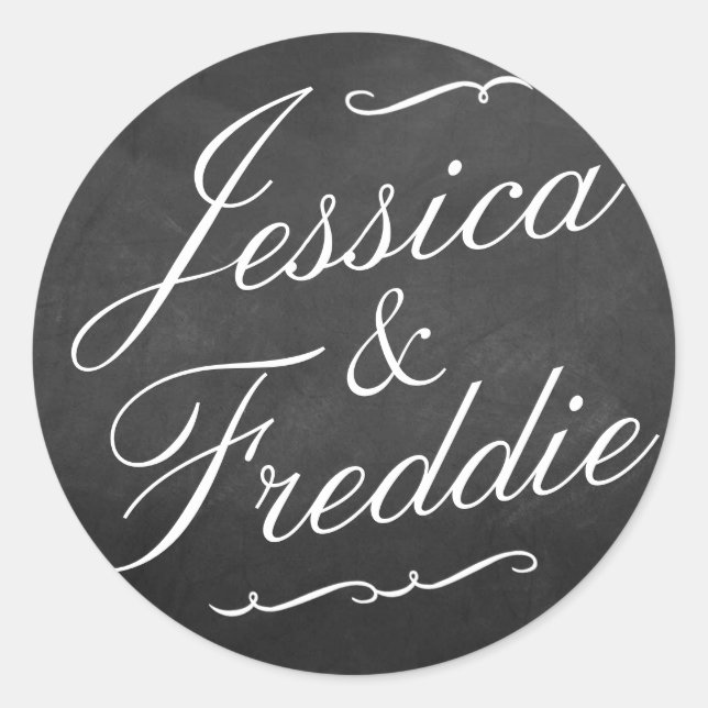 The Fancy Chalkboard Wedding Collection Classic Round Sticker (Front)