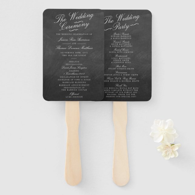 The Fancy Chalkboard Wedding Collection Programs Hand Fan (Front and Back)