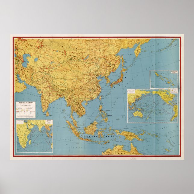 The Far East and Adjoining Areas (Map 1943) Poster (Front)