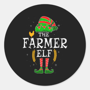 The Farmer Elf Group Matching Family Christmas Far Classic Round Sticker
