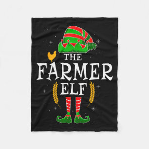 The Farmer Elf Group Matching Family Christmas Far Fleece Blanket