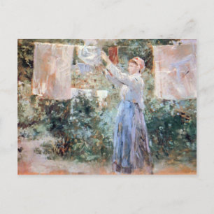The farmer hanging laundry by Berthe Morisot Postcard