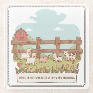 the farms animals  glass coaster