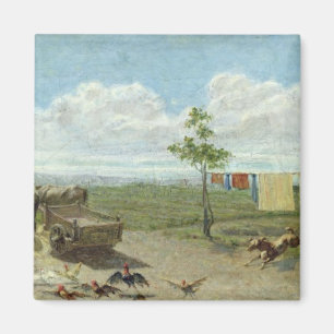 The Farmyard (oil on canvas) Magnet