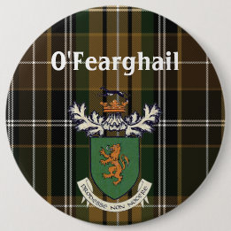 The Farrell Clan of Ireland coat of arms & tartan 6 Inch Round Button