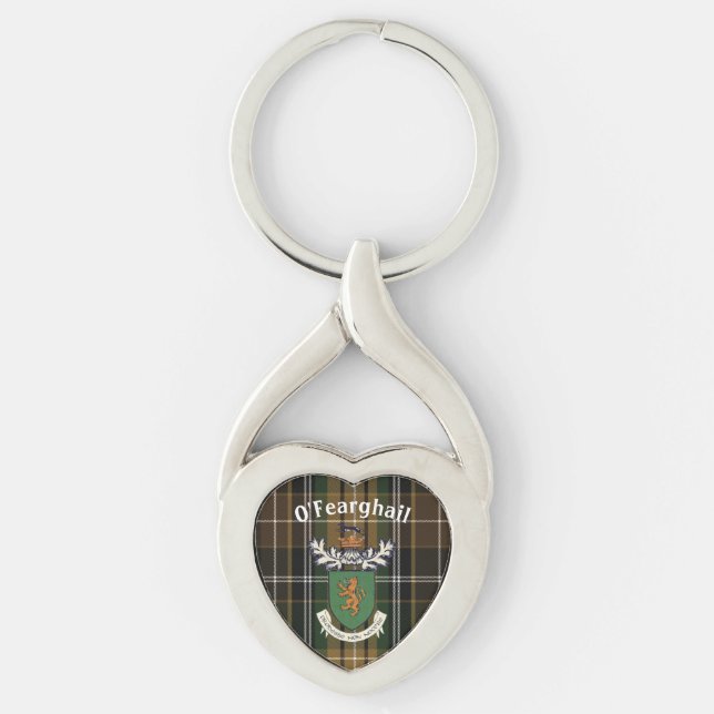 The Farrell Clan of Ireland coat of arms & tartan Keychain (Front)