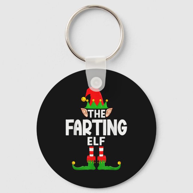 The Farting Elf Family Christmas Pajama Party  Keychain (Front)