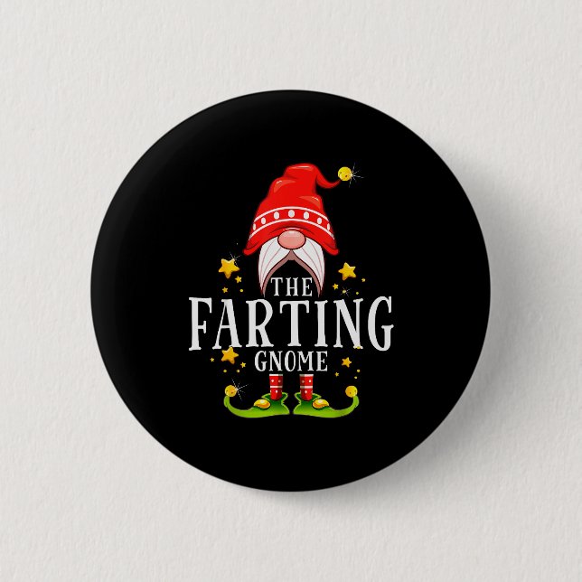 The Farting Gnome Christmas Matching  2 Inch Round Button (Front)