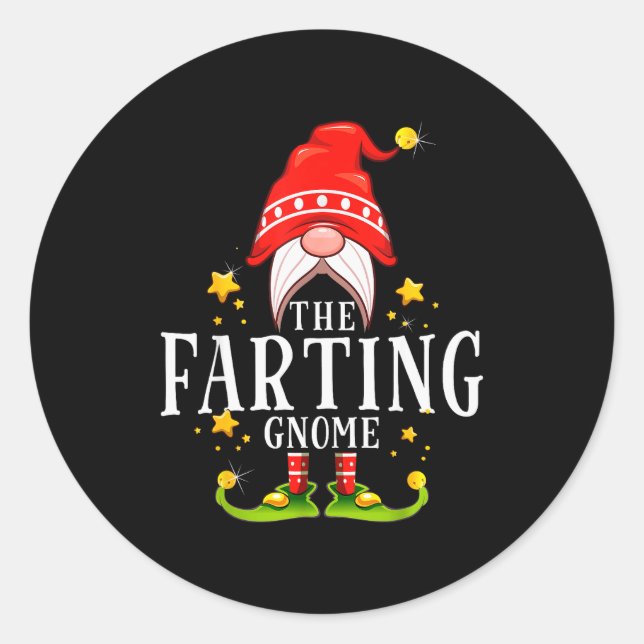 The Farting Gnome Christmas Matching  Classic Round Sticker (Front)
