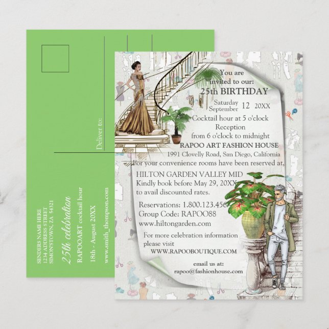 The Fashion designer  Announcement Postcard (Front/Back)