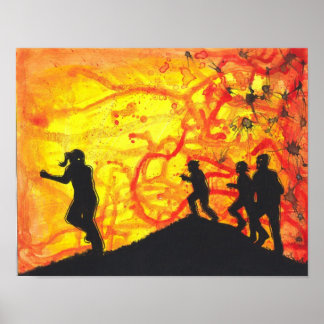 The Fast Kind Zombie silhouette Horror art poster