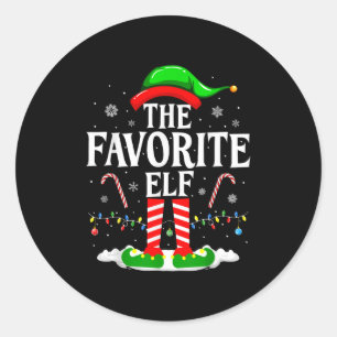 The Favorite Elf Funny Xmas Matching Family Christ Classic Round Sticker