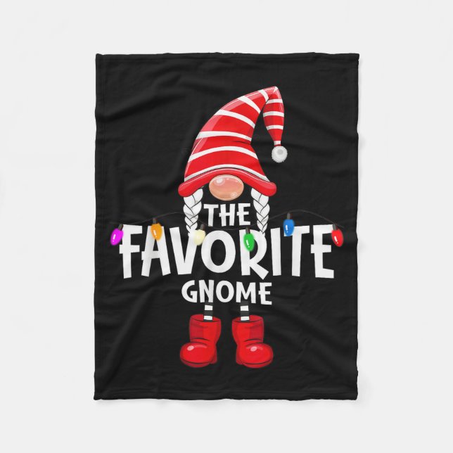 The Favorite Gnome Christmas Matching Pajama  Fleece Blanket (Front)