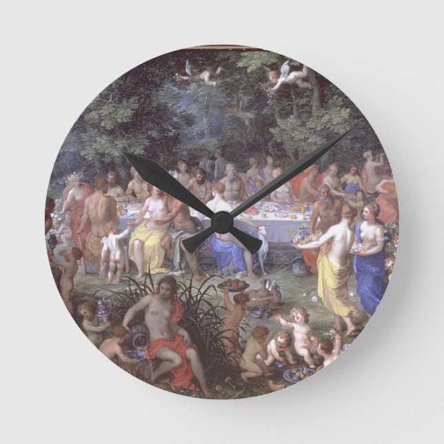 The Feast of the Gods (oil on canvas) Round Clock (Front)