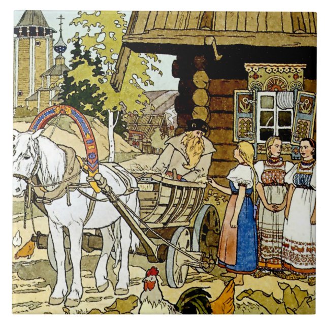 “The Feather of Finist” by Ivan Bilibin Tile (Front)