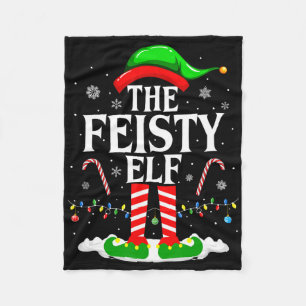 The Feisty Elf Xmas Funny Matching Family Group Ch Fleece Blanket