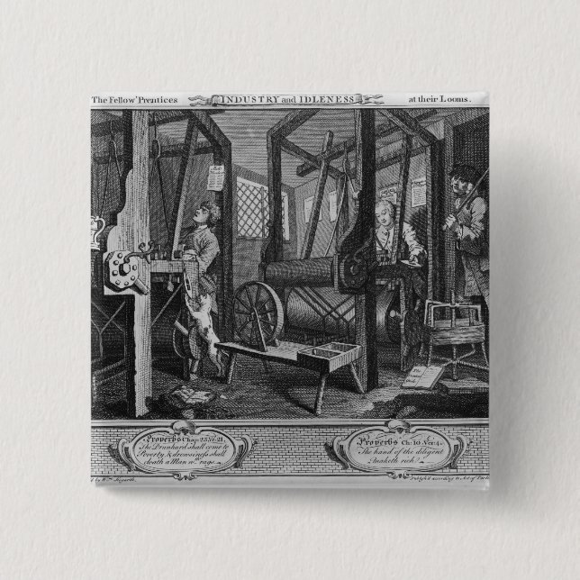 The Fellow 'Prentices at their Looms 2 Inch Square Button (Front)