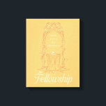 The Fellowship - Small Group, Big Adventure Canvas Print<br><div class="desc">Honor the legendary journey of The Fellowship of the Ring™ with this beautifully illustrated Lord of the Rings™ design. Featuring an elegant Elven-style archway framing The One Ring™ resting upon a stone pedestal, the artwork symbolizes unity, courage, and the power of friendship. The phrase “small group, big adventure” captures the...</div>