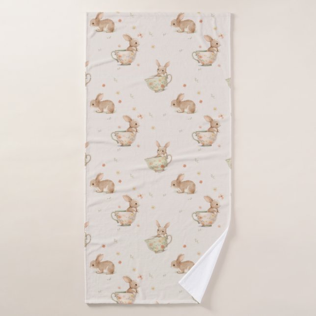 thé fête mignonne lapins (Serviette de bain)