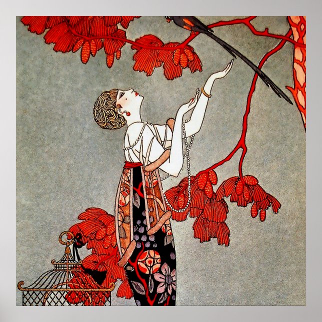 The Fickle Bird by George Barbier Poster (Front)