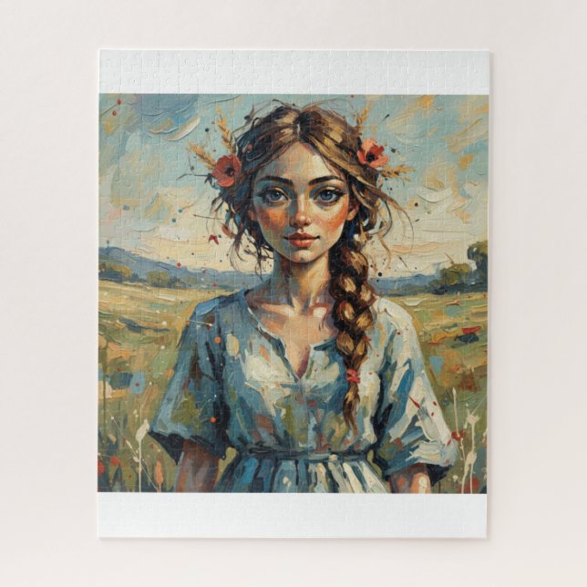 The Field Girl and the Flowers Jigsaw Puzzle (Vertical)