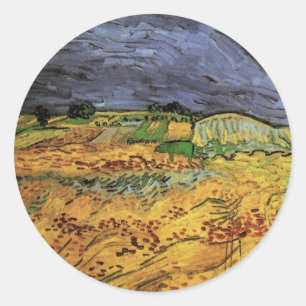 The Fields by Vincent van Gogh Classic Round Sticker