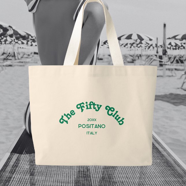 The Fifty Club Retro Green Custom Crest Large Tote Bag (Creator Uploaded)