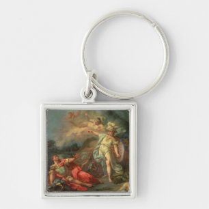 The fight between Mars and Minerva, 1771 (oil on c Keychain