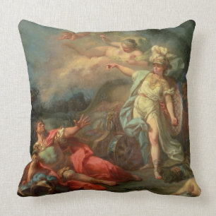 The fight between Mars and Minerva, 1771 (oil on c Throw Pillow