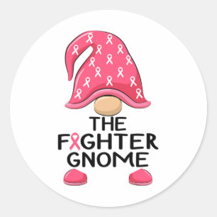 The Fighter Gnome - Breast Cancer Awareness Gnome Classic Round Sticker