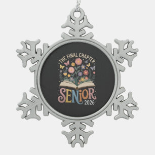 The Final Chapter Senior 2026 Graduation Blossom Snowflake Pewter Christmas Ornament