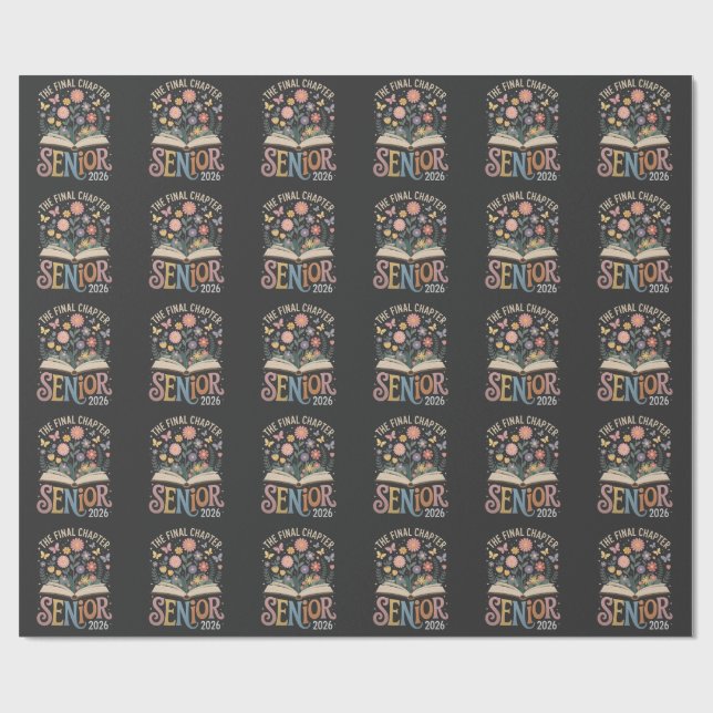 The Final Chapter Senior 2026 Graduation Blossom Wrapping Paper (Flat)
