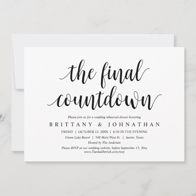 The Final Countdown Wedding Rehearsal Dinner Party Invitation (Front)