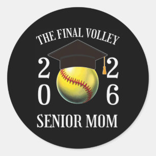 The Final Pitch Senior Softll Mom Cl Of 2026 Gradu Classic Round Sticker