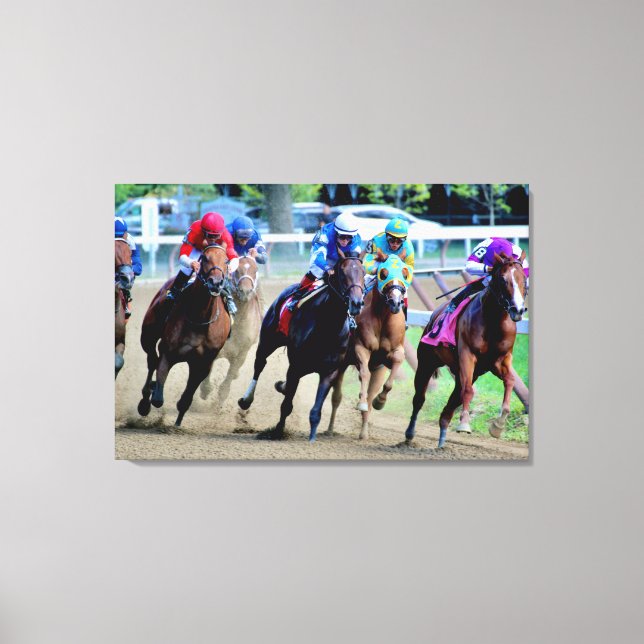 The Final Turn Into the Stretch - Saratoga Canvas Print (Front)