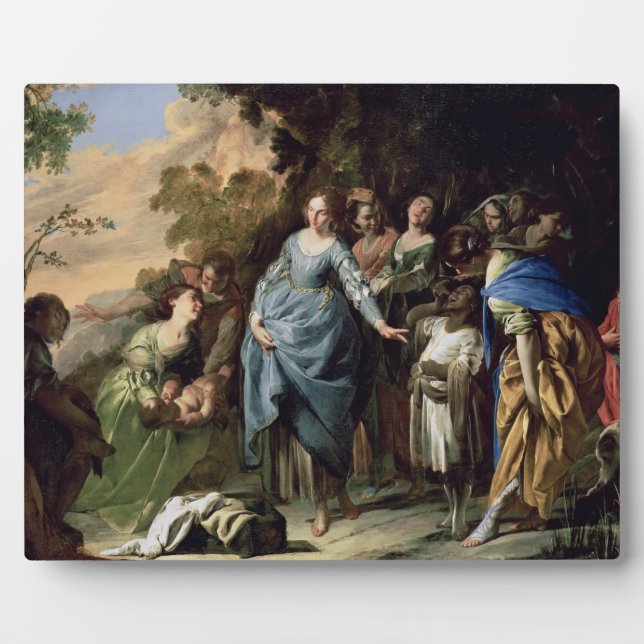 The Finding of Moses, c.1650-56 (oil on canvas) Plaque (Front)