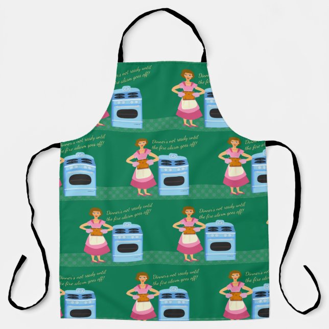The Fire Alarm Means Dinner Time Kitsch Slogan Apron (Front)