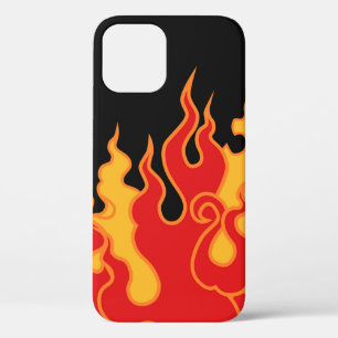 The fire. Flame tongues on a black background. Vin iPhone 12 Case