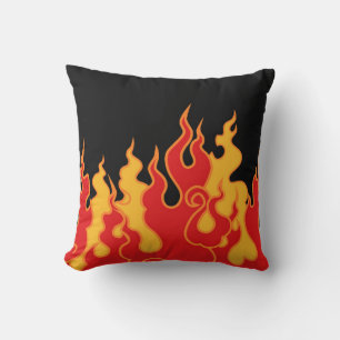 The fire. Flame tongues on a black background. Vin Throw Pillow
