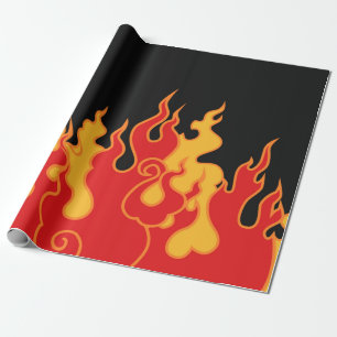 The fire. Flame tongues on a black background. Vin Wrapping Paper