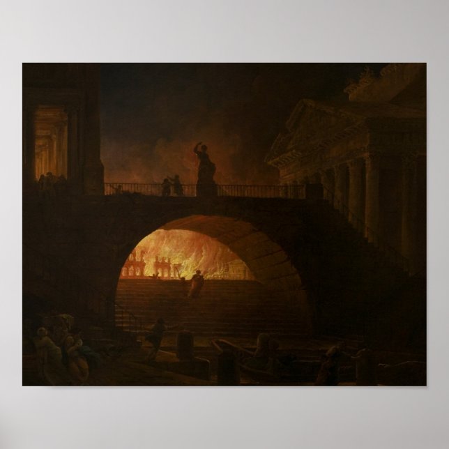 The Fire of Rome - Hubert Robert Poster (Front)
