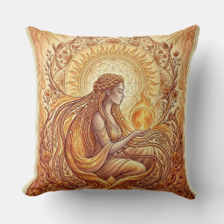 The Fire Priestess – Keeper of Inner Flame Throw Pillow