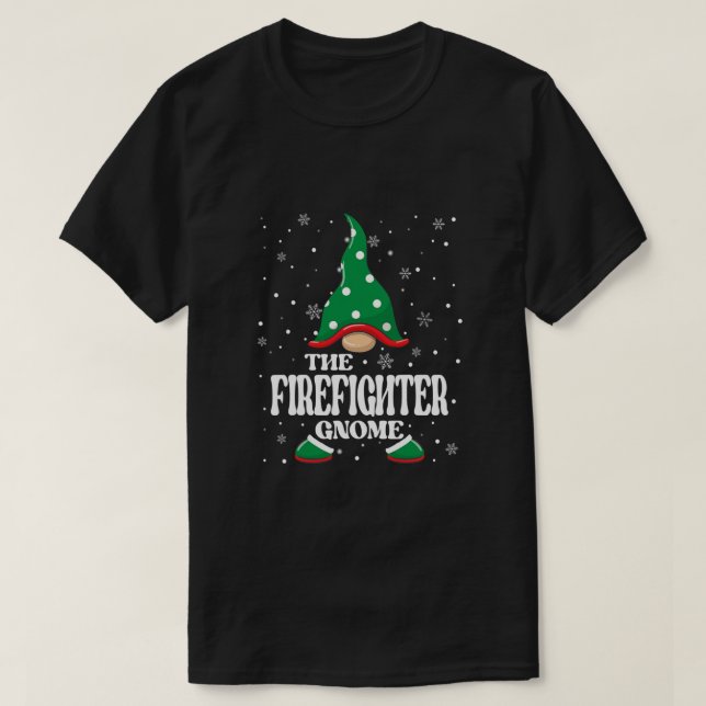 The Firefighter Gnome Christmas Pajama Matching Fa T-Shirt (Design Front)