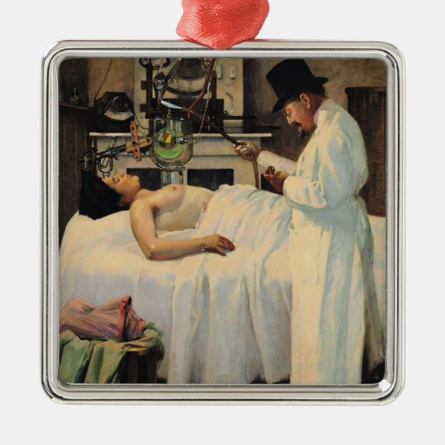 The First Attempt to Treat Cancer with X Rays Metal Ornament (Front)