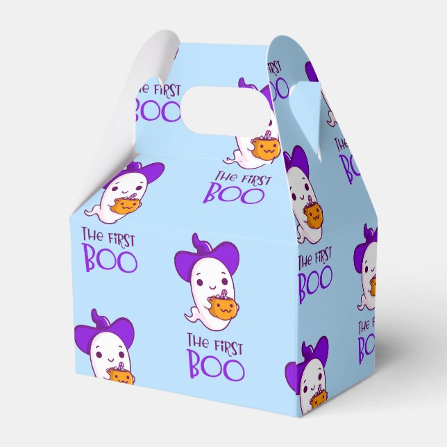 The First Boo of Halloween Blue Favor Box (Back Side)